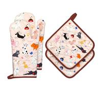 Arquiel Gants De Four & Maniques Chien Lot De 2, 100% Coton Maniques Cuisine Gant Four Anti Chaleur Extra-Longue pour Barbecue, Cuisine, Griller,Micro-Ondes