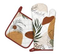 Arquiel Gants De Four & Maniques Lot De 2, 100% Coton Maniques Cuisine Gant Four Anti Chaleur Extra-Longue pour Barbecue, Cuisine, Griller,Micro-Ondes(bohème Abstrait)