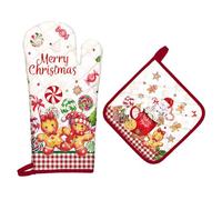 Arquiel Gants De Four & Maniques Noël Pain D'épices Lot De 2, 100% Coton Maniques Cuisine Gant Four Anti Chaleur Extra-Longue pour Barbecue, Griller,Micro-Ondes Décoration Cadeaux Vacances