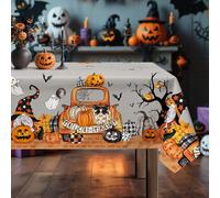 Arquiel Halloween GNOME Nappe De Table Rectangulaire, Nappes Fantôme Camion Imperméable Antitache Résistante Et Lavable pour La Cuisine Fête Thanksgiving Salon Décoration (152x304cm)