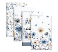 Arquiel Lot de 4 Torchons de Cuisine Boho Fleurs Aquarelle Décoratif Essuie Main Absorbante 100% Coton Feuilles Torchon Vaisselle Saisonnier Cadeaux pour Crémaillère et Cuisine 48 cm x 70 cm