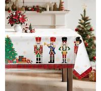 Arquiel Nappe De NoëL Rouge, Nappe Rectangulaire Hiver, Housse De Table en Antitache Imperméable Lavable pour FêTe De NoëL, Vacances, DéCoration D'IntéRieur (Casse Noisette, 152x264cm)