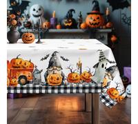 Arquiel Nappe de Table Halloween Rectangulaire, Nappes Citrouille Camion Nappe Antitache Imperméable Lavable pour La Cuisine Manger de Fête Salon Festival (Chauve, 152×213cm)