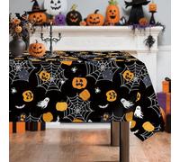 Arquiel Nappe de Table Halloween Rectangulaire, Nappes Citrouille Nappe Antitache Imperméable Lavable pour La Cuisine Manger de Fête Salon Festival (Chauve, 152×304cm)