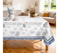 Arquiel Nappe de Table Rectangulaire Plage Coquillage, Nappes d'été Océan étoile de mer Nappe Anti-Taches Et Lavable pour La Cuisine Manger de Fête Décoration (152×213cm)