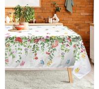 Arquiel Nappe Rectangulaire Motif Feuilles et Fleurs 140x180 cm, Nappe de Table Imperméable, Style Végétal Printanier pour Cuisine, Jardin et Fêtes