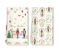 Arquiel Noël Torchons de Cuisine Lot de 2, Casse Noisette d'hiver Essuie Main Absorbante Torchon Vaisselle Saisonnier Cadeaux pour Crémaillère et Noël Décoratif 40 cm x 60 cm