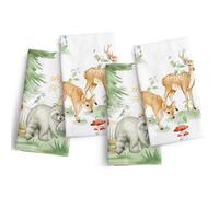 Arquiel Serviettes de Table Lot de 4, Serviettes en Tissu 100% Coton Cerf des Bois Doux et Confortable Réutilisables Serviettes pour Dîner Famille Cuisine Décorations Cadeaux(45cm×45cm)