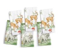 Arquiel Serviettes de Table Lot de 6, Serviettes en Tissu 100% Coton Cerf des Bois Doux et Confortable Réutilisables Serviettes pour Dîner Famille Cuisine Décorations Cadeaux(45cm×45cm)