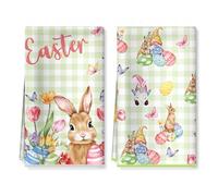 Arquiel Torchons De Cuisine Microfibre Vaisselle Lot de 2, Serviettes de Cuisine Torchon Vaisselle, Doux et Super Absorbant Accroche Très Serviettes de Bar 40 x 60CM Pâques Lapin Décoratif Essuie