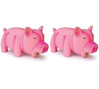 ARQUIVET Cochon rose en latex avec couineur 15 cm - jouet de latex pour chiens - Accessoires pour chiens de morsure - jouets pour animaux de compagnie (Lot de 2)