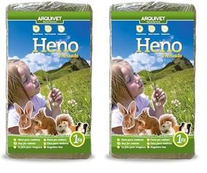 ARQUIVET Foin pressé 1 Kg pour rongeurs et Petits mammifères - Herbe pour rongeurs - Complément Alimentaire pour rongeurs - Lapins, cobayes, Hamsters, écureuils (Lot de 2)