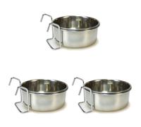 ARQUIVET Gamelle en Acier Inoxydable pour Les perroquets avec Crochet - Birds Aliments - Conteneur d'oiseaux pour Oiseaux - 150 ML (Lot de 3)