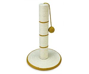 ARQUIVET Griffoir pour les chats post avec balle - Stratches de chat - Affûter les chats - blanc et or - 30 x 30 x 46 cm - jouets