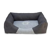 Arquivet Lit carré Noir et Gris avec Inscription pour Chien - 60 x 55 x 18 cm - Dog Bed - Lit rembourré et Confortable - Lavable - Lit pour Animaux de Compagnie - Lit pour Chien