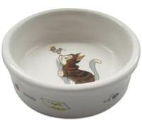 Arquivet Mangeoire, Abreuvoir en céramique pour Chien ou Chat avec Dessin de Chaton - Récipient de Nourriture pour Animaux de Compagnie - Assiette d'alimentation en céramique pour Chiens et Chats -