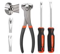Arrache Agrafeuse Tapissier ValueMax, 3 Pieces Pince Coupante D'extremite de 185 mm, Arrache-clous en V Droit et Incurve de 200 mm, Outil D'extraction de Pointes pour Bois Pneus Meubles