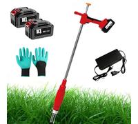 Arrache Mauvaises Herbes Électrique, 21V Extracteur De Racines Debout avec 2 Batteries Et Chargeur Rapide, Outil De Désherbage À Long Manche avec Griffe Triple en Acier, pour Pelouse Et Potager