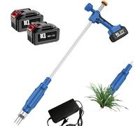 Arrache-Mauvaises Herbes Électrique sans Fil, Désherbeur Debout avec 2 Batteries, Extracteur de Racines à 3 Griffes en Acier, Manche 98cm pour Jardin, Potager et Pelouse