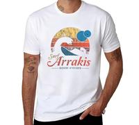 Arrakis : T-shirt pour homme style surf vintage vieilli inspiré par la culture des dunes et de la science-fiction, Style blanc, XL