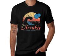 Arrakis : T-shirt pour homme style surf vintage vieilli inspiré par la culture des dunes et de la science-fiction, Style noir, XL