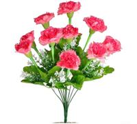 Arrangement de fleurs artificielles à 10 têtes avec œillets en soie pour décoration de salon, chambre à coucher, centre de table de mariage et studio photo (rose foncé)