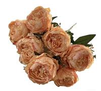 Arrangement de fleurs artificielles à 7 têtes, 42 cm de haut, décoration florale artificielle pour mariage, maison, salon ou chambre à coucher, durable et facile à organiser (orange)