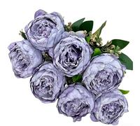 Arrangement de fleurs artificielles à 7 têtes, 42 cm de haut, décoration florale artificielle pour mariage, maison, salon ou chambre à coucher, durable et facile à organiser (violet)