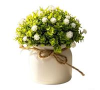 Arrangement de fleurs artificielles d'haleine de bébé dans un pot rustique en corde de chanvre pour accessoires de photographie de mariage, décoration de maison, bureau, plante en plastique 12 cm