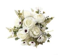 Arrangement de fleurs artificielles pivoines et roses pour un bel ajout à n'importe quel espace (blanc)