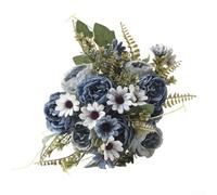 Arrangement de fleurs artificielles pivoines et roses pour un bel ajout à n'importe quel espace (bleu marine)