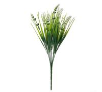 Arrangement de fleurs de lavande artificielles en plastique dans un vase de style pastoral pour maison, cour, fête de mariage, décoration d'intérieur sans entretien, pour une beauté durable (blanc)