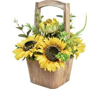 Arrangement de fleurs de tournesol artificielles dans un pot en bois, décoration été 31cm
