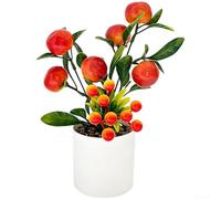 Arrangement de fruits en plastique avec vase en pierre à bulles pour la maison, le bureau, le salon, la chambre à coucher, l'espace d'étude et accessoires photo créatifs (fruits)