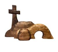 Arrangement De La Scène De La Résurrection - Décoration De La Scène De La Résurrection, Jeu De La Passion De Pâques | Ensemble De Statues De Tombe Vides en Croix en Bois pour La Décoration