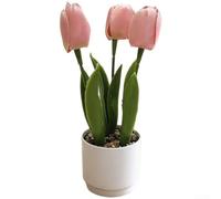 Arrangement de tulipes artificielles réalistes pour salon, chambre à coucher, bureau, réception de mariage et événement, utilisation intérieure (rose)