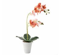 Arrangement d'orchidées artificielles de 39 cm de haut avec pot inclus pour maison, fête de mariage, fleurs artificielles en soie et plastique pour salon, hôtel, hall (orange)