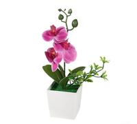 Arrangement d'orchidées phalaenopsis artificielles 26 x 10 x 10 cm - Plante en pot réaliste pour décoration d'intérieur - Fleurs réalistes - Pas besoin d'eau - Affichage floral d'intérieur (violet)