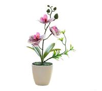 Arrangement d'orchidées synthétiques dans un vase pour le salon - Forme de fleur réaliste et posture de tige pour une composition équilibrée (violet)