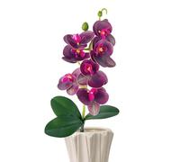 Arrangement Floral D'orchidée Artificielle - 3 Feuilles, Tiges Vertes, Décoration De Centre De Table, Système De Placement Polyvalent, Décoration De Célébration Saisonnière | Parfait Pour Un Comptoir