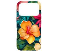 Arrangement Floral Fleurs d'hibiscus hawaïen et Feuilles de Palmier Coque pour iPhone 17 Pro