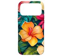 Arrangement Floral Fleurs d'hibiscus hawaïen et Feuilles de Palmier Coque pour iPhone 17 Pro Max