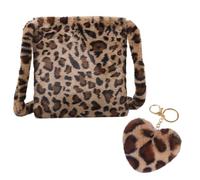 arrderly 1 x Sac en peluche imprimé léopard, Sac à main à la mode, Sac bandoulière avec imprimé léopard, Sac bandoulière léopard pour filles, école, travail, voyage, tatouage léopard, cm