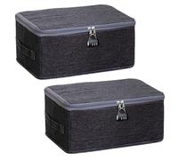 arrderly Lot de 2 boîtes de rangement verrouillables en tissu avec poignées pour vêtements, jouets (30 x 20 x 14 cm)