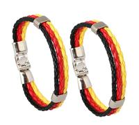 arrderly Lot de 2 bracelets en cuir tressé avec drapeau - Bracelet élégant - Coupe du monde de football - Coupe du monde et pays d'Europe