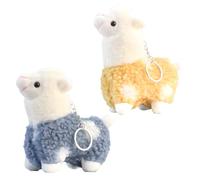 arrderly Lot de 2 porte-clés en peluche alpaga - Mini peluche kawaii - Pour maternelle, salle de classe - Cadeau pour élèves, Jaune et bleu., taille unique