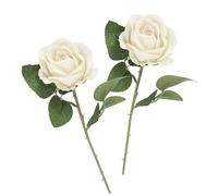 arrderly Lot de 2 roses artificielles blanches avec tige, plantes artificielles en soie à tige unique, bouquet de roses artificielles réalistes pour mariage, fête prénuptiale, décoration de maison et
