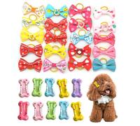 arrderly Lot de 30 accessoires pour poils d'animaux de compagnie avec bandes élastiques en caoutchouc, accessoires pour poils de chien, chaton, accessoire de toilettage pour poils longs, chiot et chat