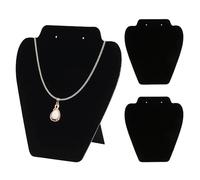 Arrderly - Stand de présentation de bijoux en velours noir - Lot de 3 présentoirs pour colliers, boucles d'oreilles, pendentifs, chaînes et bijoux 3D - Modèle mannequin