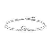 Arrebol Bracelet Femme en Argent Sterling 925 Anneau Cercles Imbriqués Double Chaîne avec Zirconium Réglable 16+3cm pour Femmes Sœurs Amie Bijoux Cadeau